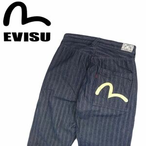 極美品 濃紺極上 EVISU ヘリンボーン Vステッチ デニムパンツ ジーンズ ジーパン ワークパンツ W30 エヴィス エビス ヤマネ 2408267