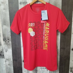 ASICS　アシックス　半袖　Tシャツ　Sサイズ　丸亀　ハーフマラソン　レッド