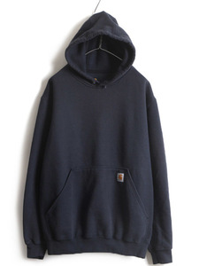 ■ カーハート スウェット フード パーカー ( メンズ M ) 古着 CARHARTT トレーナー スエット ミッドウェイト プルオーバー 裏起毛 紺 無地