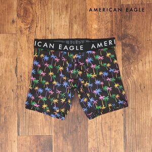 AMERICAN EAGLE/Mサイズ/ボクサーブリーフ 0235-3965 快適 伸縮性◎ パームツリー ヤシの木 トランクス 新品/黒×マルチ/ih193/