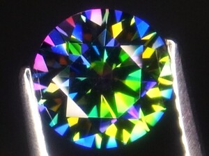 0.95ct 6.5㎜ 新品・虹色の煌・超希少石・地球上で天然ダイアモンドの次に硬い石　モース硬度9.5 合成レインボーモアッサナイト