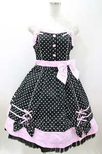 Angelic Pretty / Candy Popジャンパースカート Free ブラック/ピンク H-24-09-14-011-AP-OP-NS-ZH