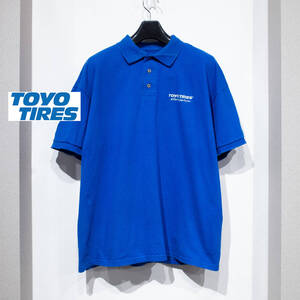 トーヨータイヤXL / JERZEES TOYO TIRES トーヨータイヤ チーム スタッフ ポロシャツ Tシャツ 青 ブルー ジャージーズ オーバーサイズ