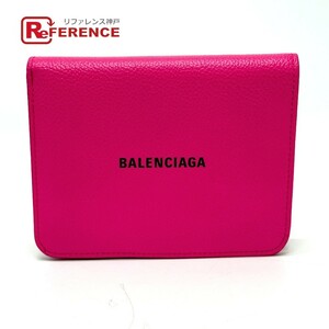 BALENCIAGA バレンシアガ ロゴ ヴィル ミディアムウォレット 2つ折り財布 レザー ピンク ユニセックス【中古】