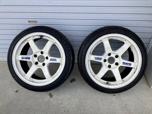 ジャンク！　レイズ　RAYS　VOLK RACING　TE37　17×9Ｊ +15？　ホワイト　5H-114.3　2本セット　GT-Rサイズ　　215/45R17 SOLUS KH17