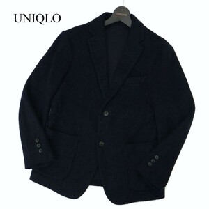 UNIQLO ユニクロ 秋冬★ ウール ブレンド ニット テーラード ジャケット Sz.S　メンズ ネイビー　A2T12377_B#N