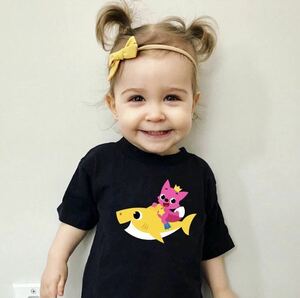 新品未開封☆ピンキッツ☆半袖Tシャツ☆3years(95cm)☆ベイビーシャーク☆pinkfong☆Babyshark☆YouTube☆男の子女の子兼用☆黒色