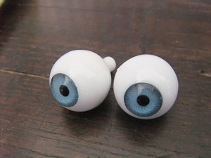 ②ヴィンテージグラス&プラスチックeye　ドイツ製　カラー　グレー寄りのブルー　20mm　1pea