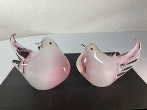 マルティグラス 小鳥 工芸品 置物〈H-79〉