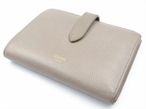 17202Ac CELINE セリーヌ ミディアム ストラップウォレット 二つ折り財布 レザー グレージュ 10B643BFP.10BL