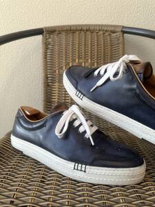 定価25,1万 Berluti Playtime Patine Leather Sneakers ベルルッティ プレイタイム パティーヌレザー スニーカー ブルー 8 初期型 廃盤