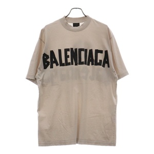 BALENCIAGA バレンシアガ Medium Fit T-Shirt 739784 TQVQ8 ミディアムフィットテープロゴ クルーネック半袖Tシャツ ホワイト