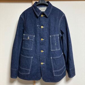 【極美品】WAREHOUSE Lot 2165 INDIGO HERRINGBONE COVERALL WITH CHINSTRAP ウエアハウス インディゴ ヘリンボーン カバーオール サイズ40