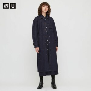 【新品・S・ブラック】ユニクロ×ルメール■Uniqlo U ユニクロユー デニムシャツコート デニムシャツワンピース シルエットはきれいに。