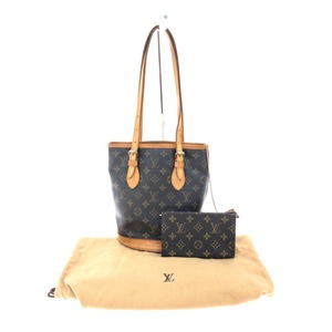 ▼▼ LOUIS VUITTON ルイヴィトン レディース ショルダートート モノグラム プチ・バケット ポーチ付き M42238 ブラウン やや傷や汚れあり