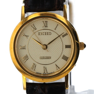 シチズン CITIZEN エクシード EXCEED 3330-H26574 クオーツ ゴールド 3針式 レディース 腕時計【xx】【中古】4000019801100399