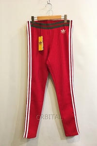 二子玉) グッチ ×アディダス GUCCI × adidas 未使用 サイドラインロゴ刺繍ロングパンツ メンズ L レッド 700501 XJEJT 国内正規