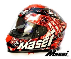 フルフェイス ヘルメット　インナーサンシェード付 833M レッド Masei(マセイ） Lサイズ 【送料800円】