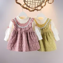 子供服 女の子 ベビーワンピース ワンピース キッズワンピース ガールズ 長袖ワンピース ベビー服 キッズ 花見 子供ドレス 出産祝い 柔らかい 可愛い おしゃれ プレゼント グリーン ピンク 肌触り 誕生日xzxiaoyun177