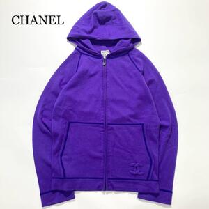 【極美品】CHANEL カーディガン カシミヤ100% パープル ココマーク