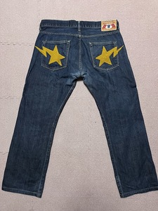 ★M★　OG Vintage NIGO BAPE ベイプ　エイプ　スター　刺繍　ロゴ　ジーンズ　デニム　パンツ　STA star logo embroidered denim