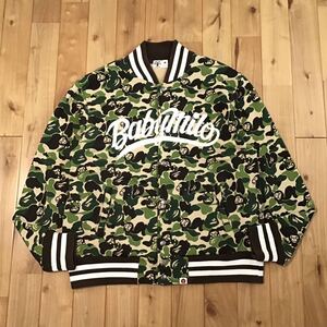 MILO ABC camo green スウェット スタジャン Mサイズ a bathing ape BAPE sweat varsity jacket エイプ ベイプ マイロ 迷彩 NIGO yi4575