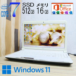 ★完動品 最上級4コアi7！新品SSD512GB メモリ16GB★A56C Core i7-2670QM Webカメラ Win11 MS Office2019 Home&Business ノートPC★P71065