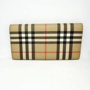 バーバリーロンドンイングランド BURBERRY LONDON ENGLAND 長財布 - ベージュ×黒×マルチ チェック柄 財布