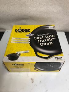 新品未開封 LODGE ダッチオーブン 調理器具 アウトドア キッチン用品 7QUART 6.6L鍋 cast iron 鉄鍋 ①