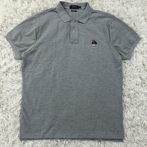 【新品級 XL】現行 ラルフローレン バスケ ボロベア ポロシャツ POLO RALPH LAUREN 刺繍 スポーツ グレー 胸ロゴ 半袖 大きい メンズ 