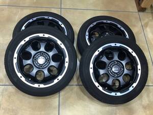 ■YOKOHAMA ・ ROCK KELLY ノーマルタイヤ アルミホイール セット 165/55R15 2023年 4H PCD100 4.5J +45 中古品■