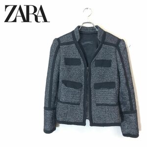 1N2331-F-N◆ ZARA ザラ ジャケット ジップアップ 総裏 ◆ sizeS ウール ポリエステル ブラック 古着 レディース 秋冬