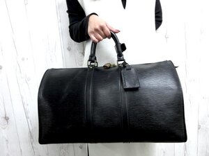 極美品 LOUIS VUITTON ルイヴィトン エピ キーポル45 ノワール ボストンバッグ ハンドバッグ バッグ M59152 レザー 黒 メンズ 77605Y