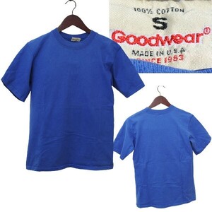 ★【国内正規品 希少レア USA製 】GOODWEAR グッドウェア コットン100% 定番名作 無地 やや厚手 Tシャツ 半袖 S ブルー系