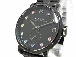 1円 ■新品同様■稼働品■ MARC JACOBS マークジェイコブス MBM3422 ベイカー クォーツ 5気圧防水 腕時計 ブラック系 FD7641