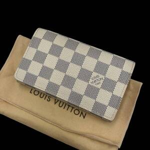 LOUIS VUITTON ルイヴィトン ダミエアズール ポルトフォイユ トレゾール 二つ折り財布 L字ファスナー ホワイト系 N61744