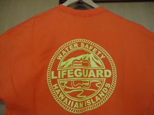 即決　ハワイ　LIFEGUARD　ライフガード　スタッフ　Ｔシャツ　オレンジ色　ＸＬ　②