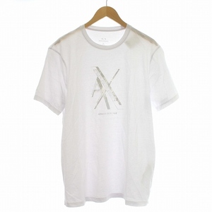 アルマーニエクスチェンジ A/X ARMANI EXCHANGE Tシャツ 半袖 ロゴ L 白 ホワイト シルバー /☆G メンズ