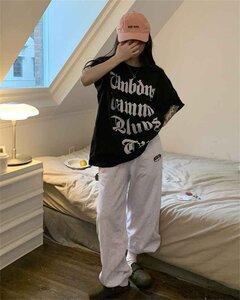 Tシャツ プリントTシャツ 半袖 ゆったり レディース フリー グレー