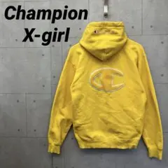 Champion X-girl コラボ プルオーバーパーカー イエロー 男女兼用