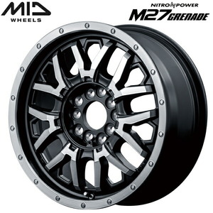 MID NITRO POWER M27 GRENADE 4本Set セミグロスブラック+フランジディスクポリッシュ 7.0J-17インチ 10穴/PCD114.3＆127 インセット+40