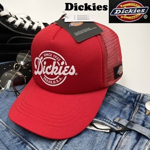 未使用品 Dickies レッド メッシュキャップ 野球帽 アウトドア キャンプ 帽子 男の子女の子キッズ 春夏 ホワイトロゴ タグ ディッキーズ