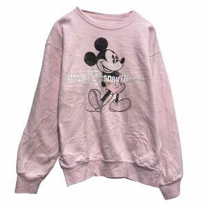 Disney プリント スウェット トレーナー ディズニー キッズ L ピンク 裏起毛 古着卸 アメリカ仕入 a609-6799