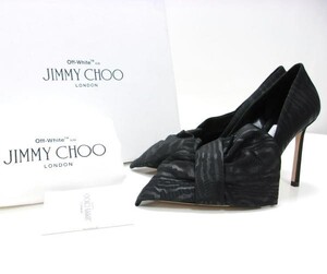 送料無料★新品★JIMMY CHOO×off-white★ジミーチュウ×オフホワイト★コラボ★リボンパンプス★イタリア製★35.5★ブラック