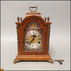 1450-希少◆ワルミンク 置時計 ムーンフェイズ 機械式 手巻き ゼンマイ 古時計 アンティーク オランダ製 Warmink
