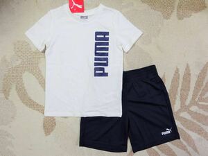 新品★送料込み!!★PUMAプーマ★US 4T【4才・身長99-107cm】 日本サイズ100★半袖Tシャツ・ハーフパンツ★ホワイト/ネイビー★白/紺★即決