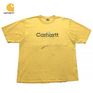 【980円スタート】USA 古着 半袖 Tシャツ carhartt カーハート イエロー 黄 シンプル ワーク メンズＬサイズ 古着卸 BA1373