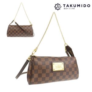 ルイヴィトン LOUIS VUITTON 2WAY ショルダーバッグ エヴァ N55213 ダミエ エベヌ ブラウン レザー 中古AB 278118