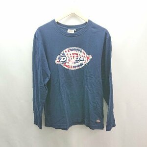 ◇ dickies ディッキーズ クルーネック アメリカン アメカジ カジュアル 長袖 Ｔシャツ サイズ? ブルー メンズ E