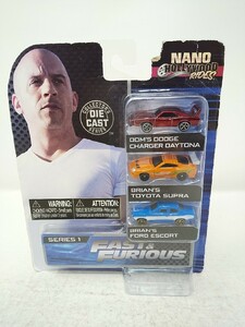 ■ Jada Toysジャダトイズ ダッジチャージャーデイトナ・BRIAN’Sスープラ/フォードエスコートミニカー４cm3台セット ワイルドスピード